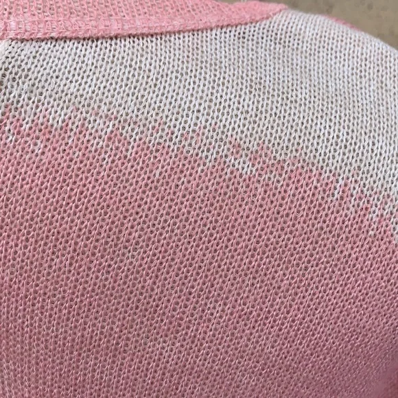 ❌DONATED❌Pink Oatmeal Striped One Side Cold Shoulder Tunic Top - Picture 7 of 11